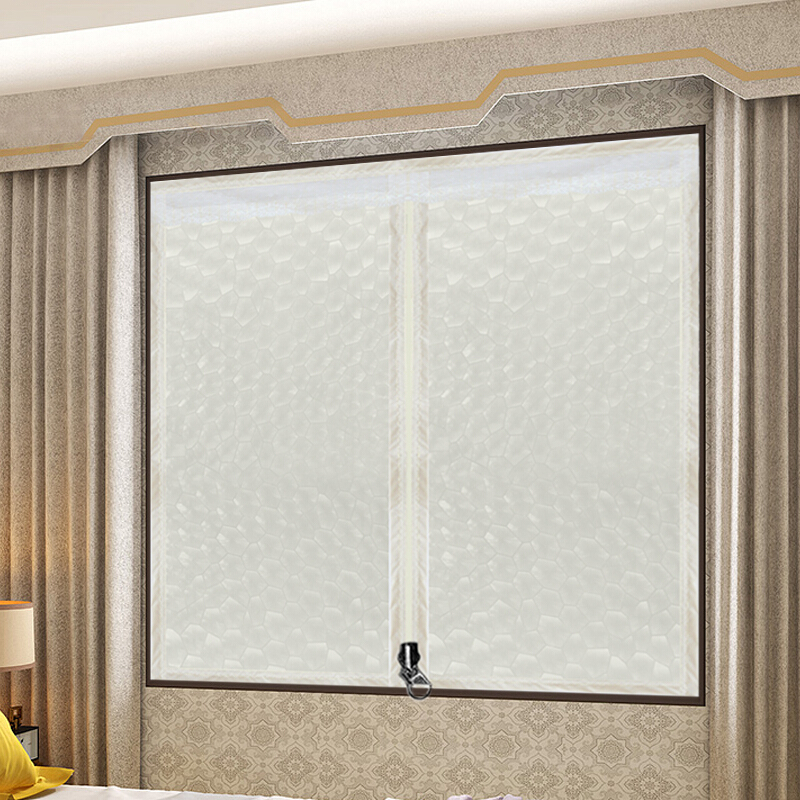 新款拉链保暖窗帘密封窗户夏季防风卧室隔断空保温帘塑料半透明180*