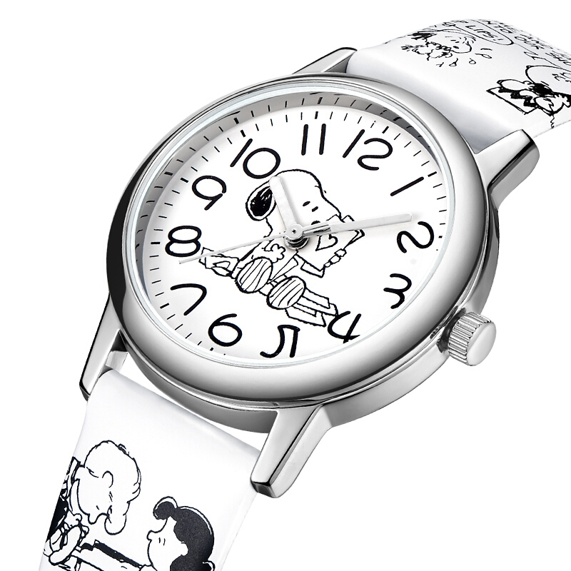 史努比(snoopy)手表男女儿童防水石英表指针学生公主皮带手表个性涂鸦漫画初中高生女表休闲表洋气