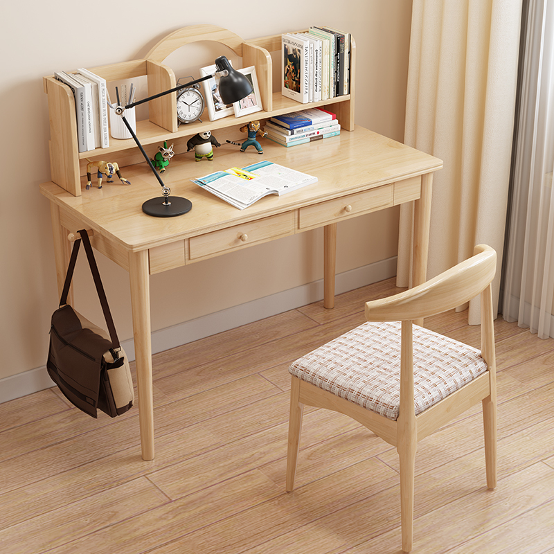 寻木匠实木美式书桌家用中小卧室写字台简约现代写字台式电脑桌