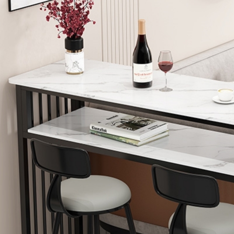 伟樽岩板吧台桌双层200*40*105cm张高清大图