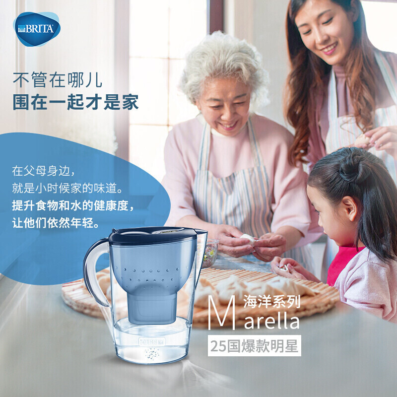 碧然德 (BRITA)滤水壶Marella海洋系列蓝色1壶1芯高清大图