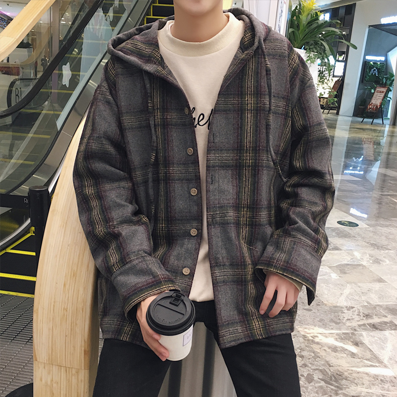 秋季格子衬衫男长袖韩版潮流港风chic慵懒风早秋上衣外套网红衬衣