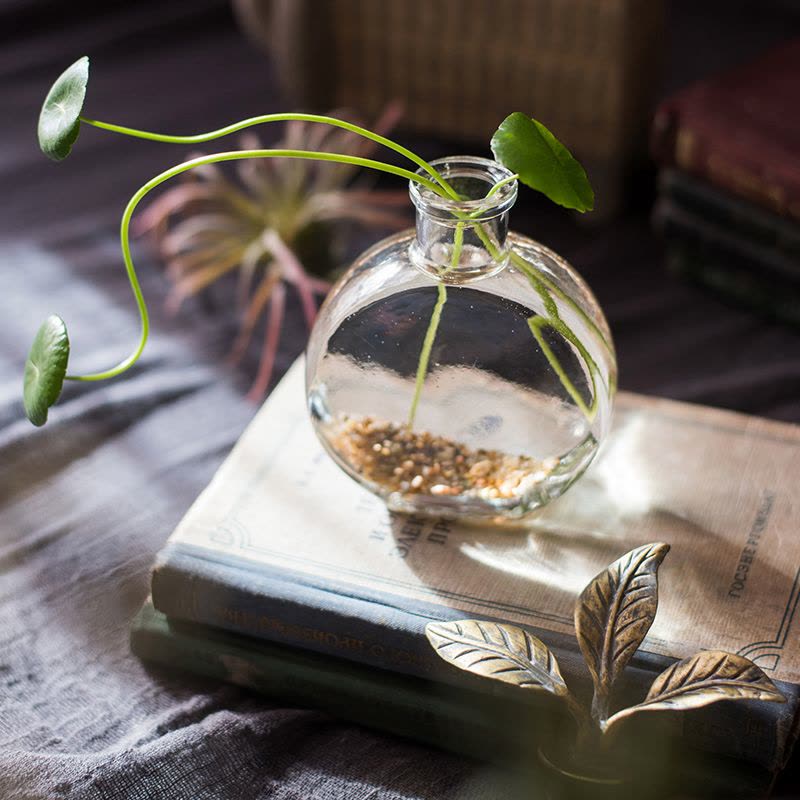 美帮汇复古怀旧铁艺玻璃装饰器皿收纳瓶花瓶瓶杂货花园摆件 叶芽瓶图片