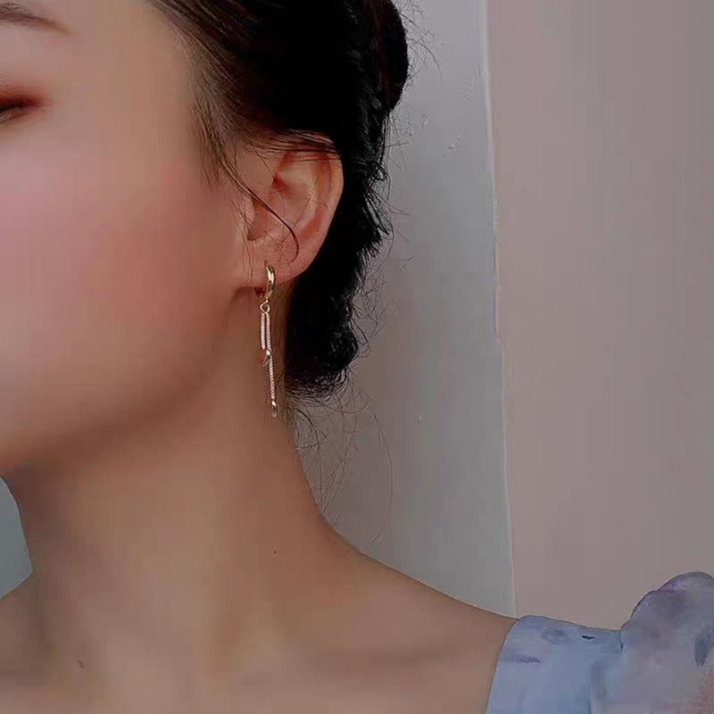 s925银针爱心流苏耳圈女轻奢简约心形耳扣耳环气质高级显脸瘦耳饰送女朋友老婆情人节七夕生日礼物