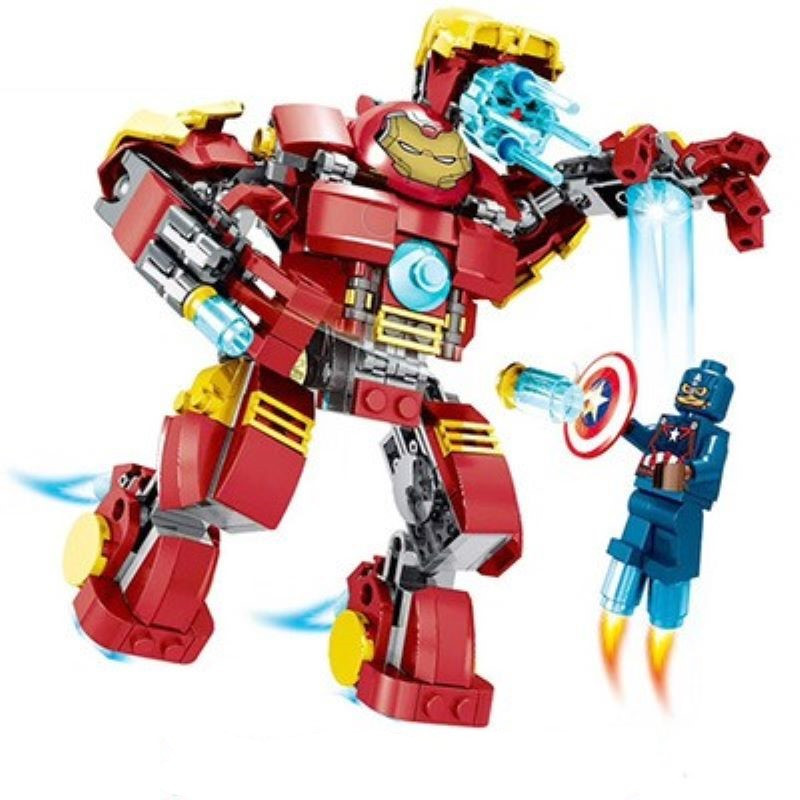 兼容乐高超级英雄复联4人仔蜘蛛侠钢铁大侠灭霸美队3儿童玩具mk37视频