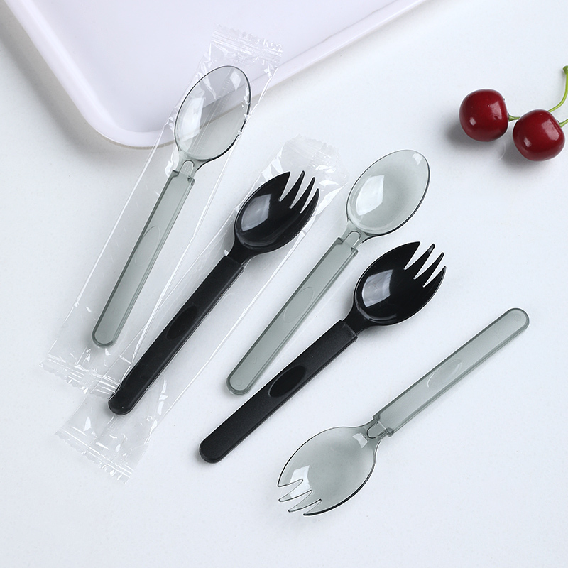 一次性勺子独立包装塑料冰粉甜品冰淇淋外卖商用快餐勺调羹食品级高清大图