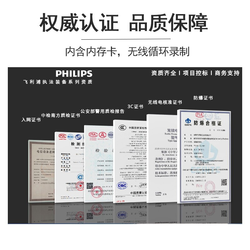 飞利浦VTR-8101执法记录仪高清夜视防爆随身现场执法仪便携式3400万视频超长续航 VTR8101+256G内存高清大图