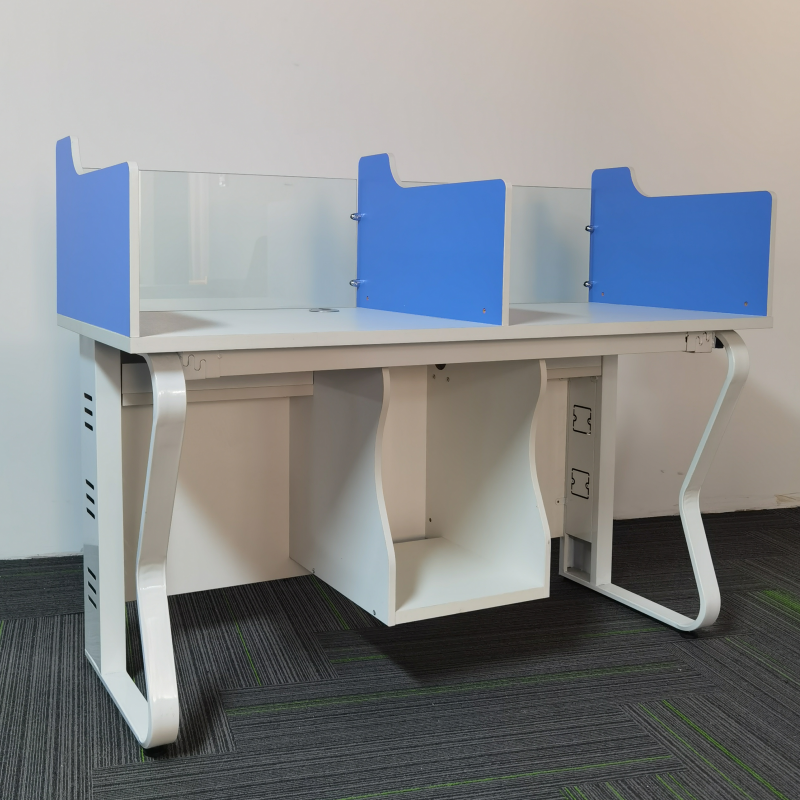 首指(SZ)钢木双人课桌/听力电脑桌 SX-1406T 蓝白
