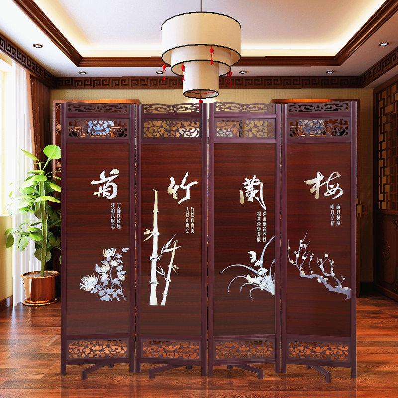 BONJEAN实木折叠可移动屏风酒店屏风隔断办公室家用玄关隔断仿古中式屏风高清大图