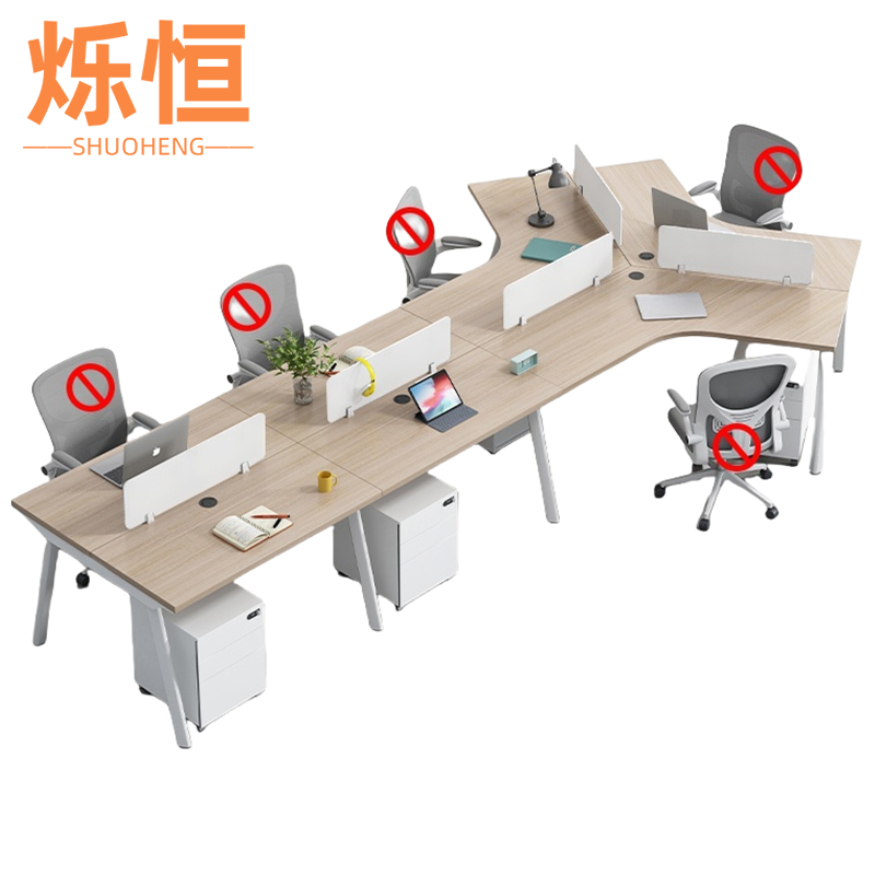 烁恒 员工办公桌 七人位含柜 套高清大图