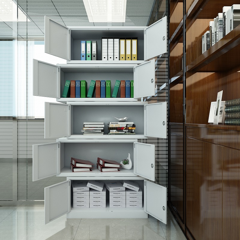 臻远ZY5062296 钢制厚板分五节文件柜 85*39*203cm(单位:台)灰白色高清大图