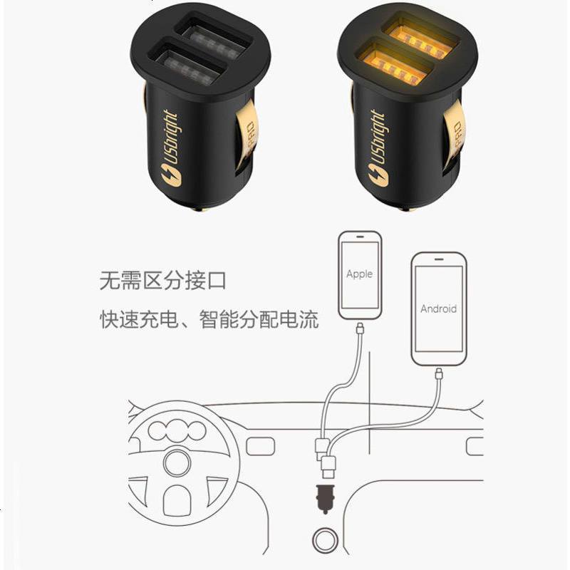 09-18款Smart汽车充电器 车载点烟器USB iphone7 7Plus车充