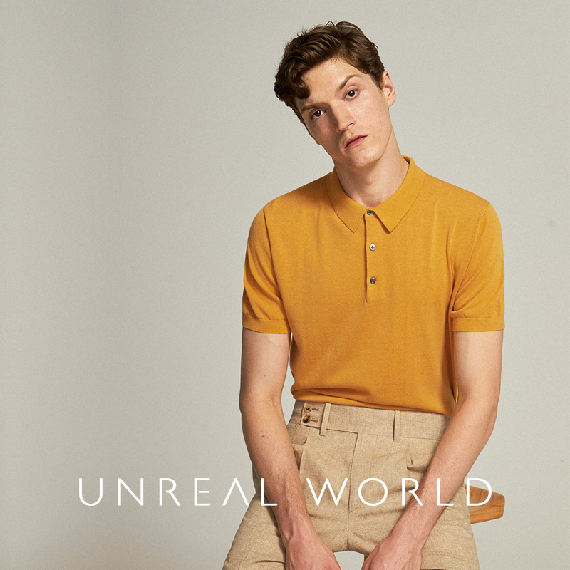 尘界60支精梳棉贝壳扣纯棉针织POLO衫男短袖 夏季商务翻领修身T恤