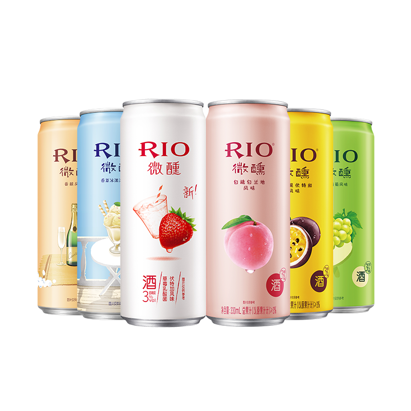 RIO锐澳鸡尾酒洋酒果酒预调酒微醺草莓乳酸菌6口味330ml*6罐套装