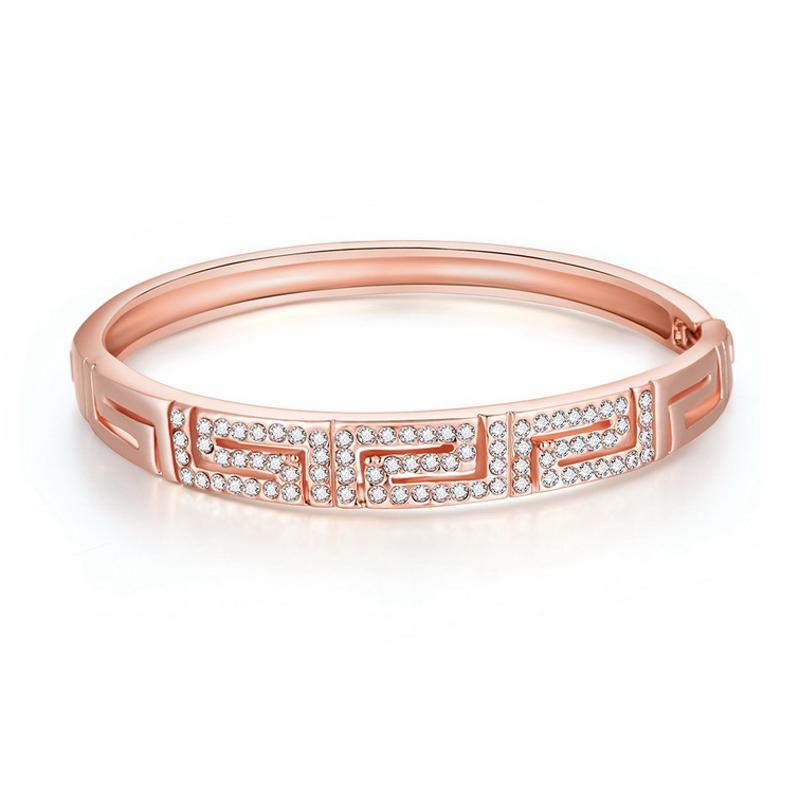 Z004 Women Gold Bracelet 女士水晶手镯镀18K玫瑰金日韩首饰配饰送女朋友七夕情人节礼物