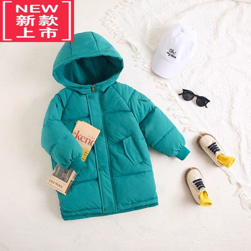 可莉允新款儿童羽绒棉服中长款女童宝宝加厚棉袄男童保暖冬季纯色外套图片