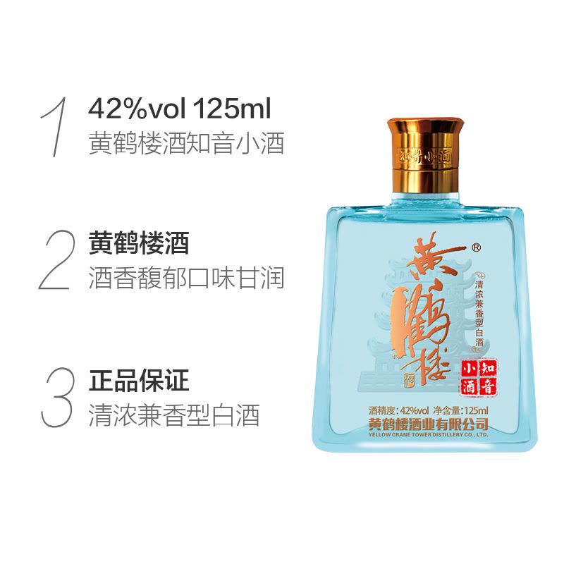 中国銘酒ー黄鶴楼シリーズの中「知音小酒」125ml,42°。15