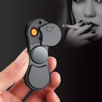网红指尖陀螺打火机充电创意个性防风usb电子点烟器男定制刻字潮