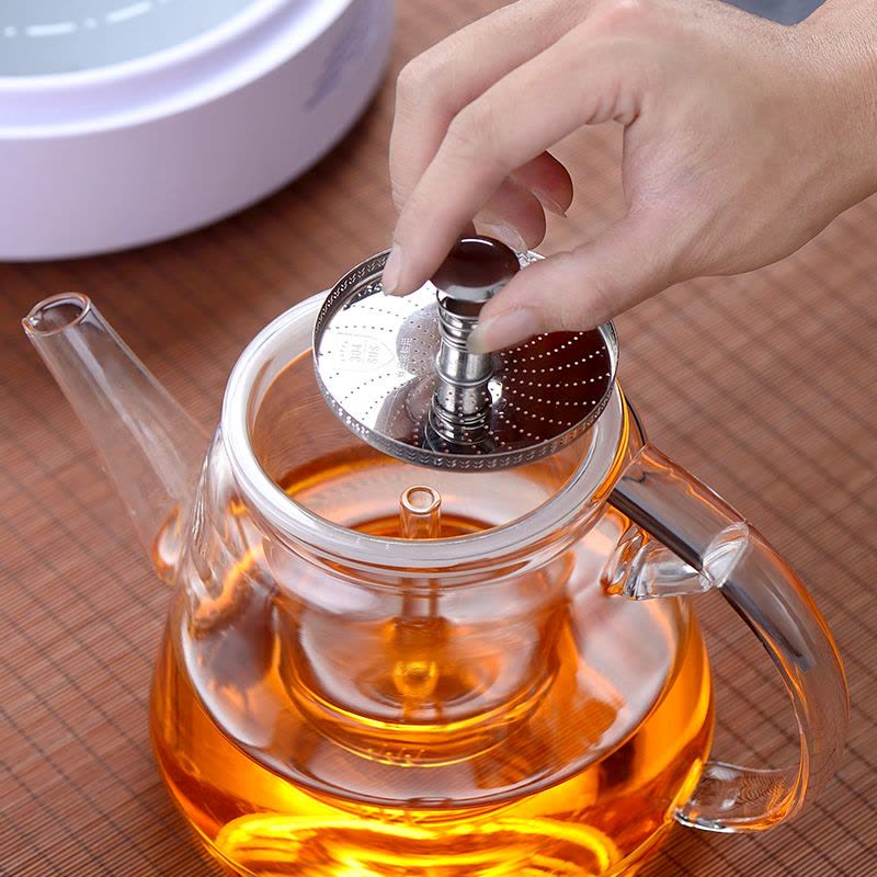 加厚煮茶壶玻璃白茶专用自动上水电陶炉黄金蛋烧水壶套装家用蒸汽煮茶器 双用壶C款+抽水黑色腰型电陶炉+4杯图片