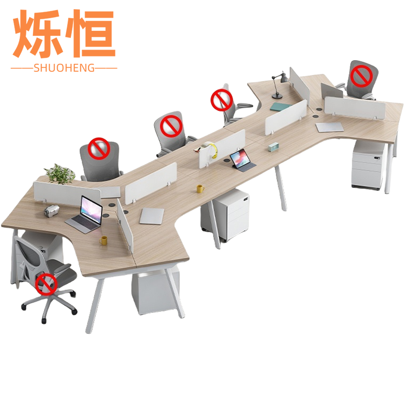 烁恒 屏风办公桌 八人位含柜 套高清大图