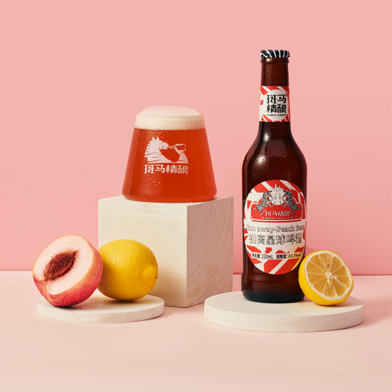 斑马精酿桃离星球桃子果味啤酒330ml6瓶装