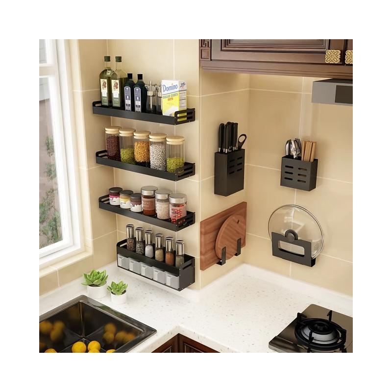 皇豹厨房置物架壁挂式免打孔调味调料用品家用大全刀架挂架收纳架