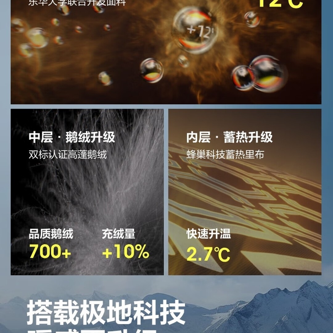 波司登(BOSIDENG)商场热卖同款极寒鹅绒羽绒服男女同款外套B250242317 燕麦色|7185尺码190高清大图