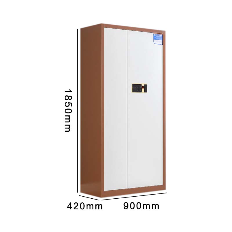 正斌保密柜财务档案柜文件柜办公室资料储物柜保险柜电子密码国保锁通体咖框白门-指纹密码锁高清大图