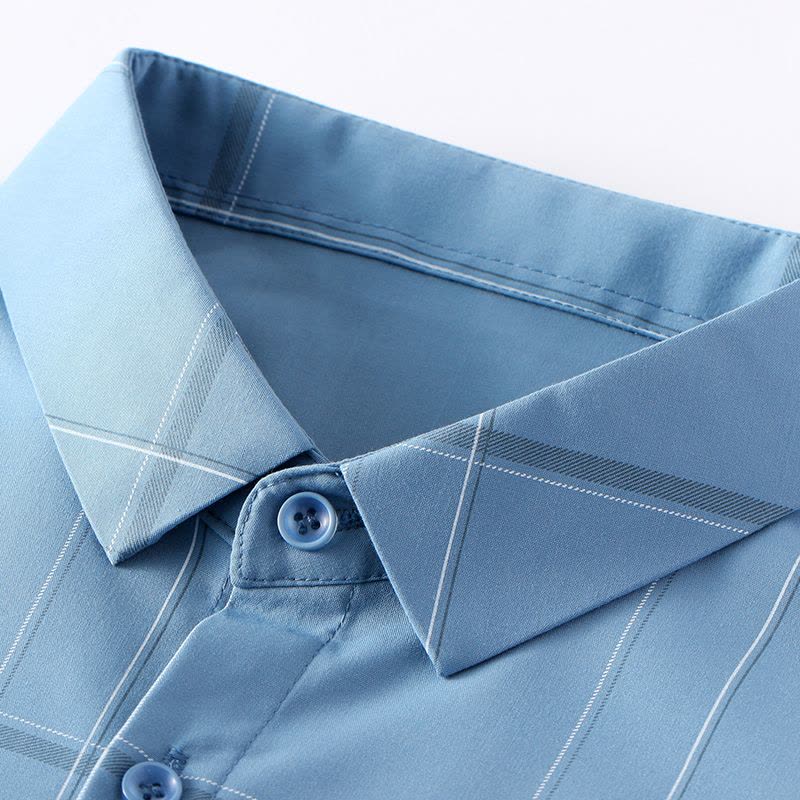 恒源祥格子短袖衬衫男免烫寸衣精致男生时尚休闲男士衬衣服2022年夏季图片