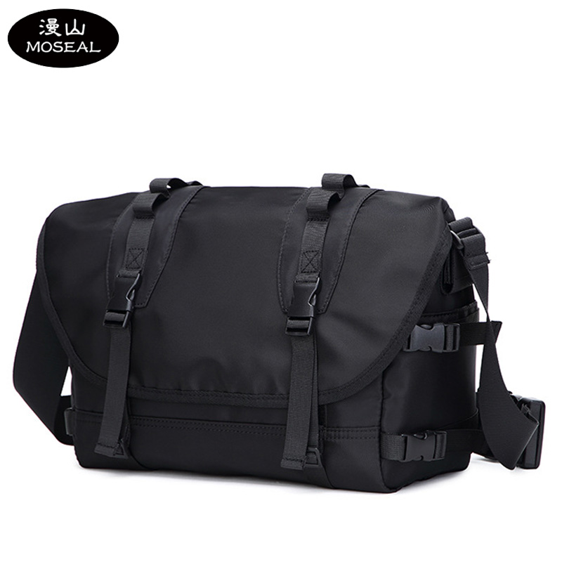 漫山 潮牌百搭斜挎包男简约邮差包单肩包工装包机车包 MS-1101B(个)