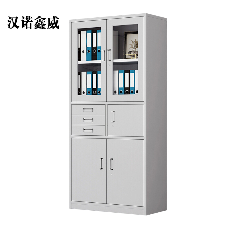 汉诺鑫威钢制文件柜资料柜档案柜财务凭证柜带锁储物柜铁皮柜书柜偏三内保文件柜高清大图
