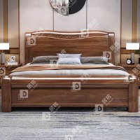 居将 JJ4022921 胡桃木实木床1.5米单人床