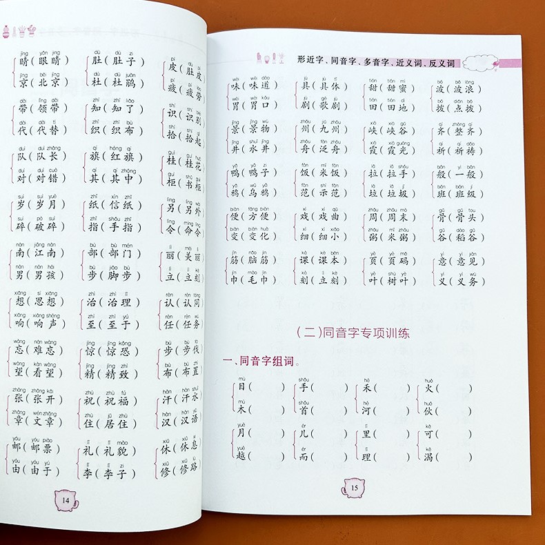 行近字同音字多音字近义词反义词 [正版]小学生行近字同音字多音字近义词反义词大全注音版词典一二三五六年级多音字造句工具书高清大图