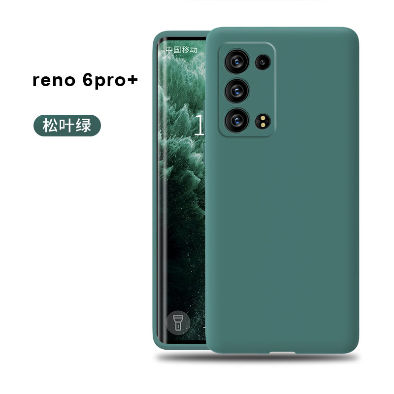 圣幻 oppoReno6手机壳reno6pro新款液态硅胶pro+保护套5g版镜头全包防摔外壳男0ppo创意网红软壳女c Reno6pro+暗夜绿