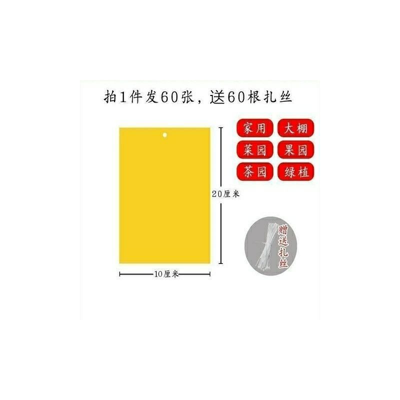 诱虫板蔬菜大棚粘虫板灭小飞虫特粘双面粘虫板茶园花果树粘虫黄板|20*10覆膜黄板60张