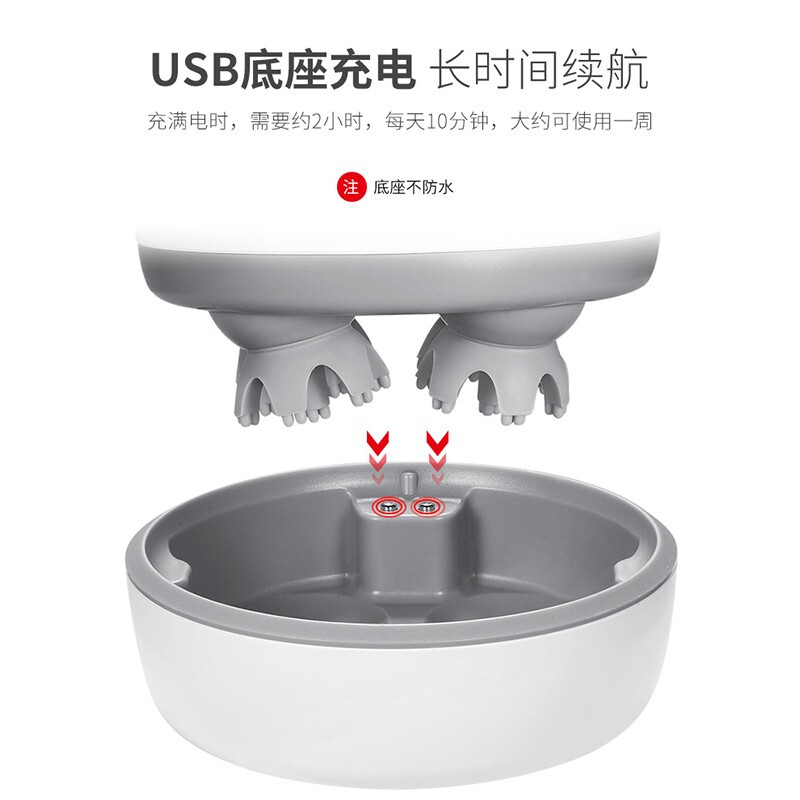 上亨(shangheng) 头部按摩器按摩仪电动揉捏头皮家用抓头神器全自动头部按摩爪全自动干湿两用 标准款银色高清大图