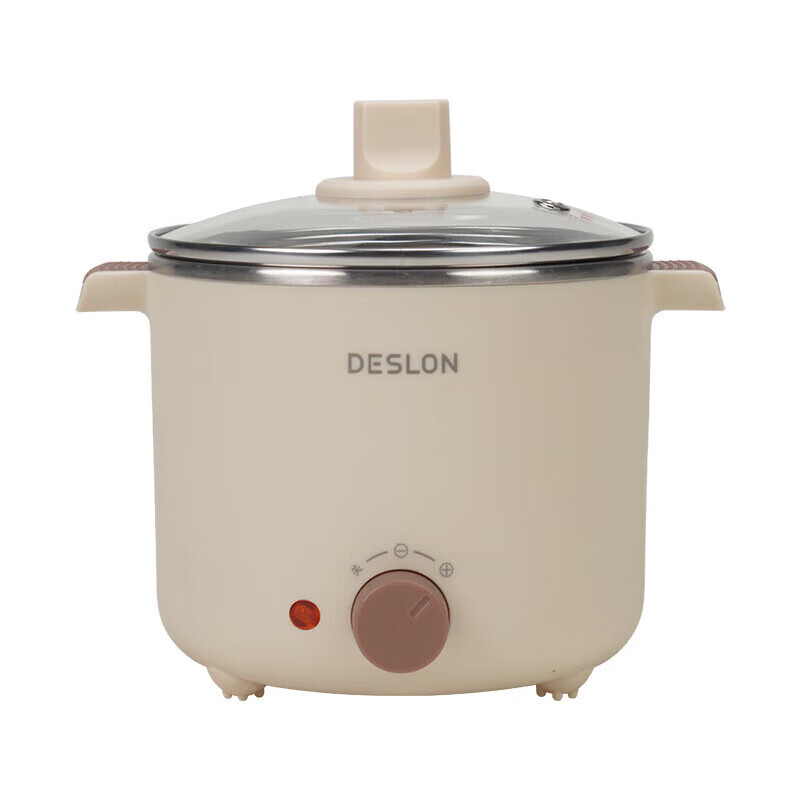 德世朗 DDQ-HG108 多功能锅 多功能电煮锅 304不锈钢 米色 1.2L