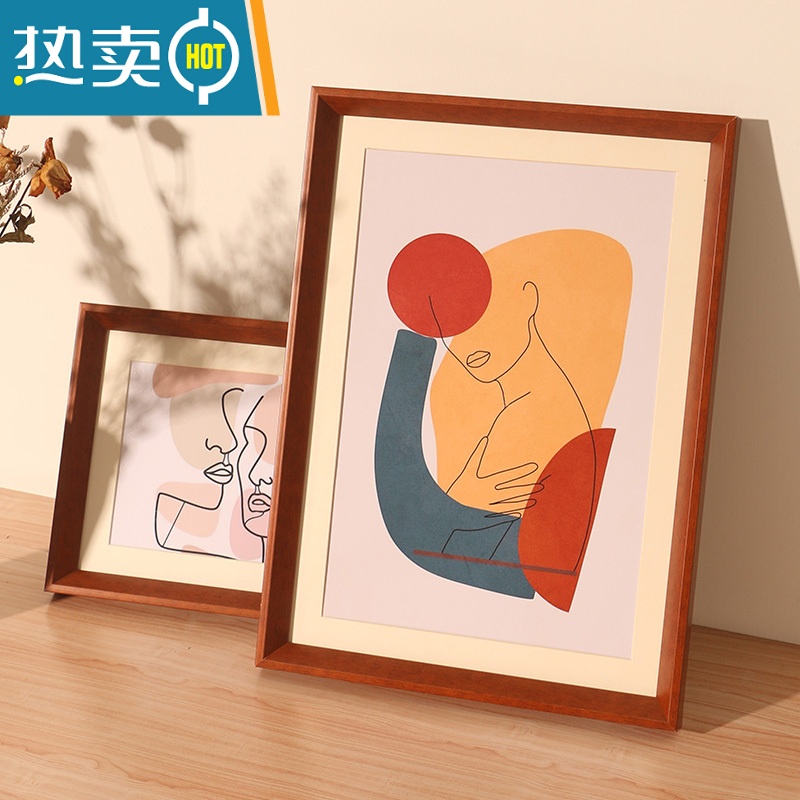 敬平画框装裱a4挂墙a3大相框裱画4K素描油画外框8K实木色定制任意尺寸 实木色 20寸[内径40.4*50.6]挂墙高清大图