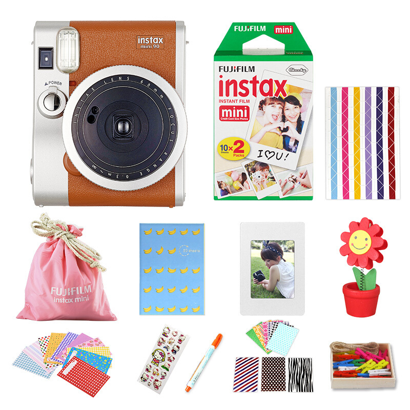 富士(FUJIFILM)INSTAX 一次成像相机 MINI90相机 银棕 自动对焦 复古造型