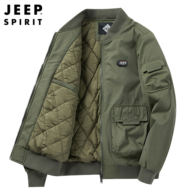 JEEPspirit吉普冬季男士棉衣加厚保暖棉服大码男装外套飞行服_908 XXXXL 军绿