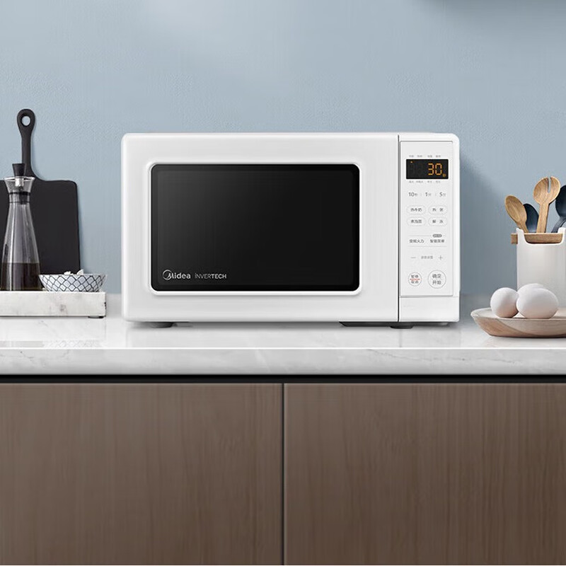 美的(Midea)变频小清新微波炉液晶屏幕磨砂面板小型20L家用 PM2002高清大图