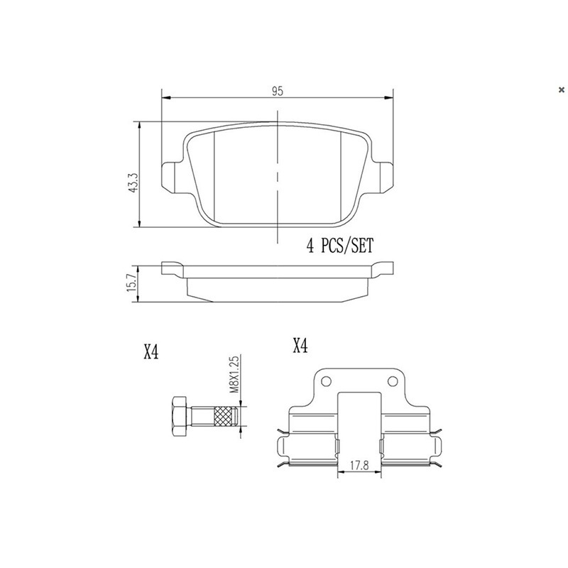 布雷博(brembo)后片.陶瓷P44017N适配07-12款神行者2 3.2L L6(L359 手刹)