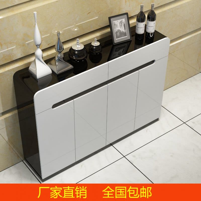 鞋柜 简约现代欧式实木厅玄关隔断柜 烤漆大容量白色田园薄鞋架图片