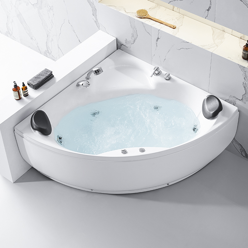 浪鲸卫浴亚克力浴缸三角扇形缸半嵌入式家用小户型一体式浴盆浴池