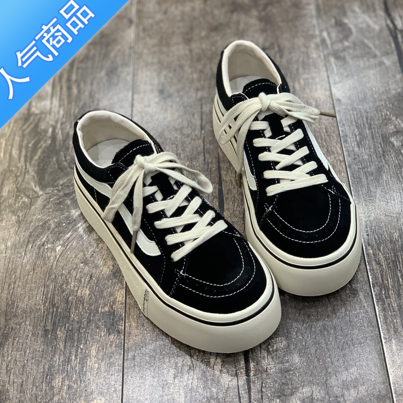 SUNTEK密码MMA帆布鞋女2023新款厚底休闲板鞋系带百搭低帮运动鞋A高清大图