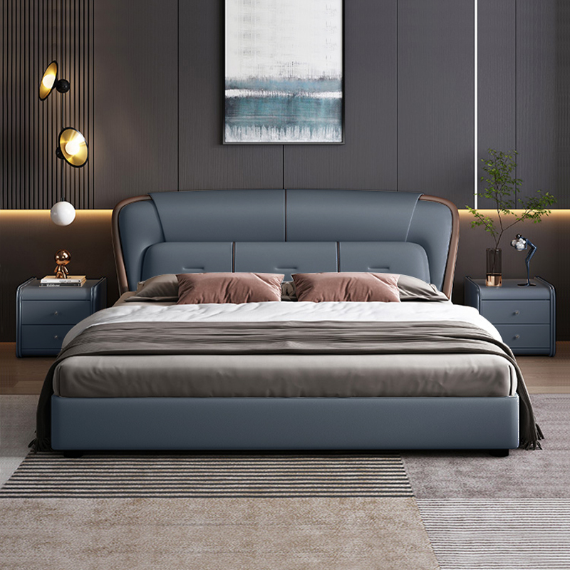 登喜华菲 床 现代简约轻奢真皮床双人床1.8米家用储物主卧床1.