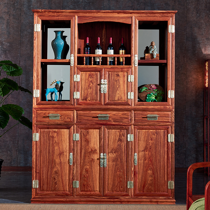 周家庄红木家具非洲花梨学名刺猬紫檀实木酒柜酒水柜红酒柜储物柜新