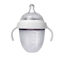 断奶神器可挤压硅胶奶瓶婴儿宝宝仿母乳全软超软防摔防胀气宽口径 150ML 白色[送豪华套装7件套]