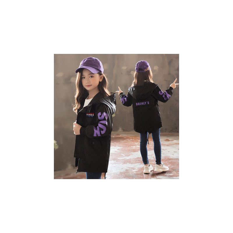 HUAYANGTU女童加绒外套2020新款冬中大童韩版儿童中长款外套女孩洋气风衣潮风衣童