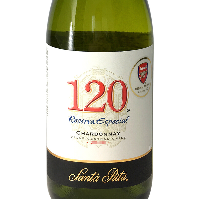 智利原瓶进口 圣丽塔120系列霞多丽干白葡萄酒 750ml 单支装